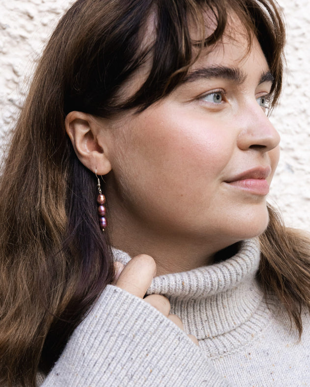 Lilac Earrings Dark Purple/Gold