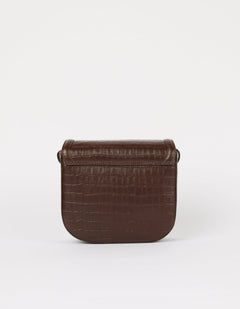 Nina Laukku Suklaanruskea, Croco Print -nahka