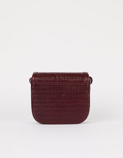 Nina Laukku Tummankirsikka, Croco Print -nahka