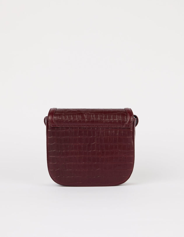 Nina Laukku Tummankirsikka, Croco Print -nahka