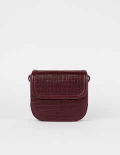 Nina Laukku Tummankirsikka, Croco Print -nahka