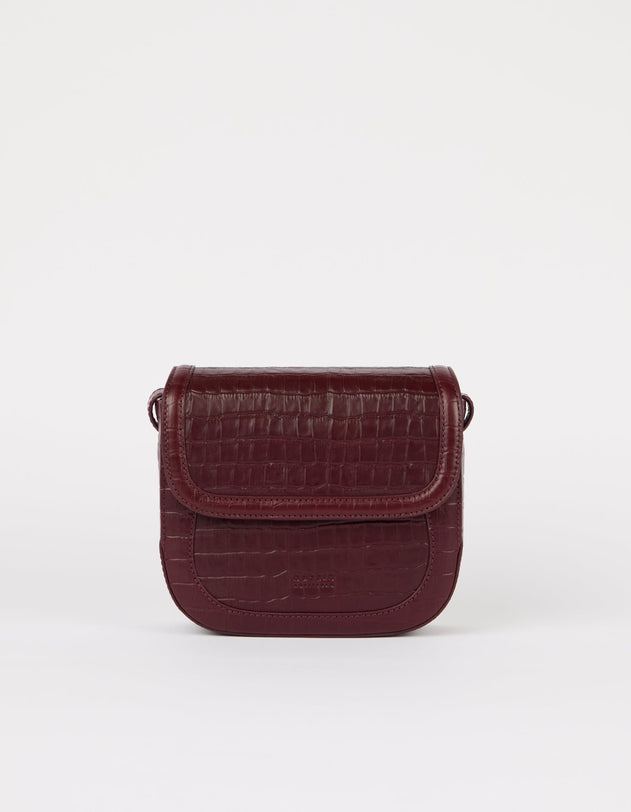 Nina Laukku Tummankirsikka, Croco Print -nahka