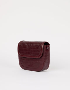 Nina Laukku Tummankirsikka, Croco Print -nahka