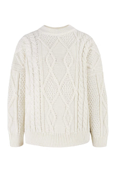 Nonna Cable-Knit Merino Sweater White