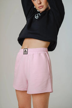 Front Label Relaxed Fit Tech Shorts Candy Pink