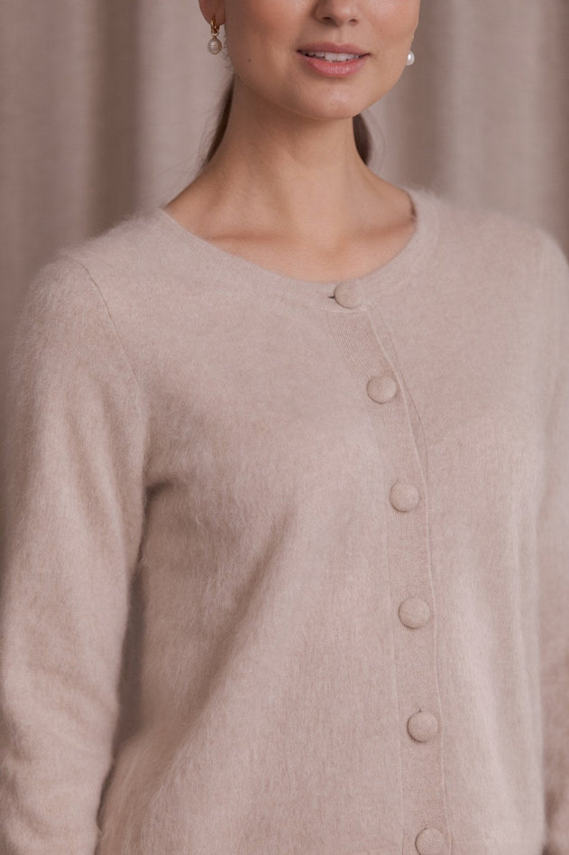 Long-sleeved Cashmere Cardigan Latte
