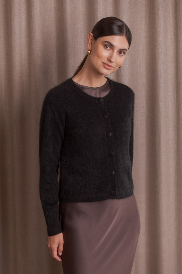 Long-sleeved Cashmere Cardigan Black