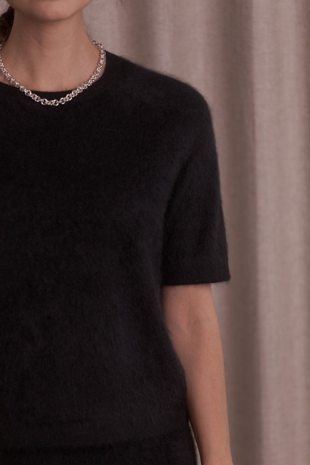 Karlie Short Sleeve Cashmere Sweater Black