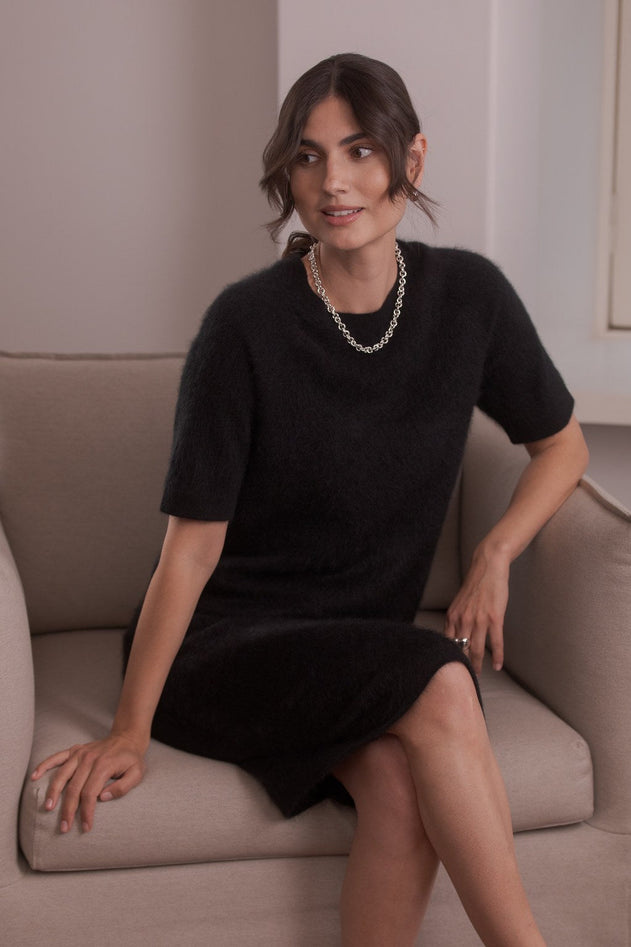 Kaia Knee-Length Cashmere Skirt Black