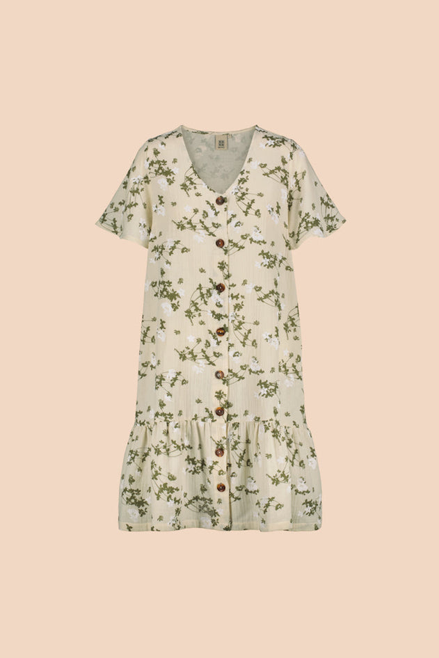 Frill Button Dress Clover Blossom