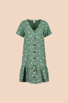 Frill Button Dress Sage Wind