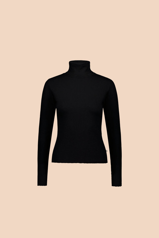 Rib Rollneck Long Sleeve Black