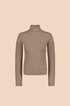 Rib Rollneck Long Sleeve Taupe