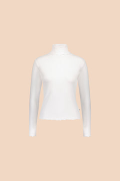 Rib Rollneck Long Sleeve White