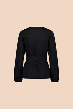 Soft Wrap Blouse Black