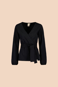 Soft Wrap Blouse Black