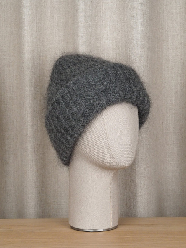 Mai Chunky Mohair Hat Dark Grey Melange
