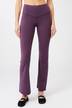 Cropped Shoulder Top + Flared Sports Pants Purple Passion