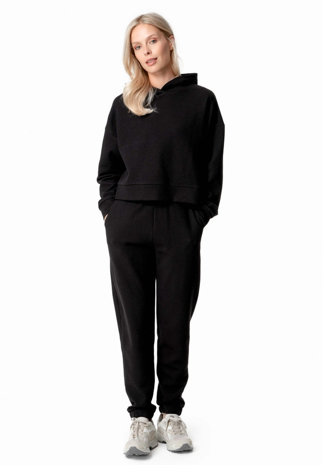 Pariss Waffle Joggers Black