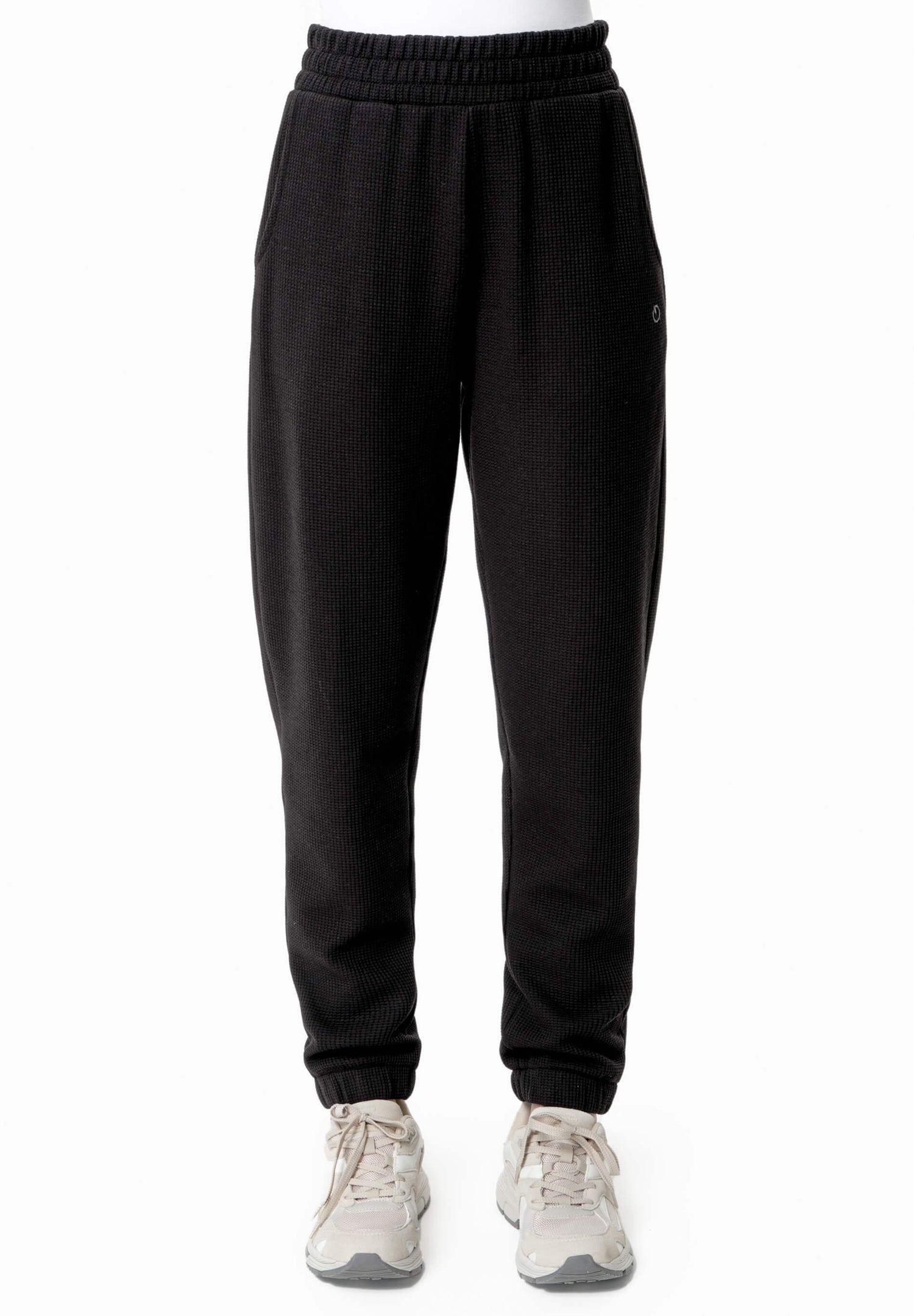 Pariss Waffle Joggers Black