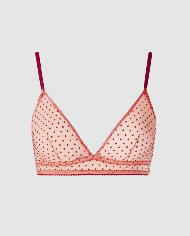 Mesh Triangle Bralette Pale Pink/Burgundy