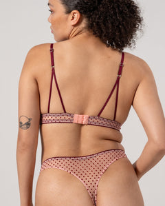 Mesh Triangle Bralette Pale Pink/Burgundy