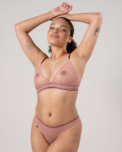 Mesh Triangle Bralette Pale Pink/Burgundy