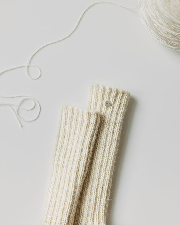 Handmade Rib Wool Socks Seal Salt