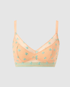 Mesh Support Bra Peach Turquoise