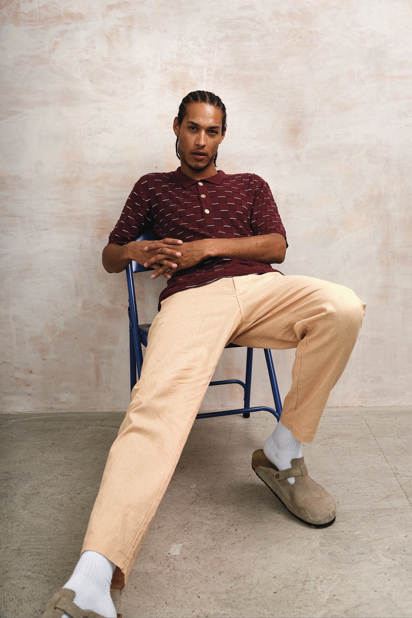 Perry Cotton/Tencel Knit Polo Berry