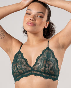 Lace Triangle Bralette Pine Green