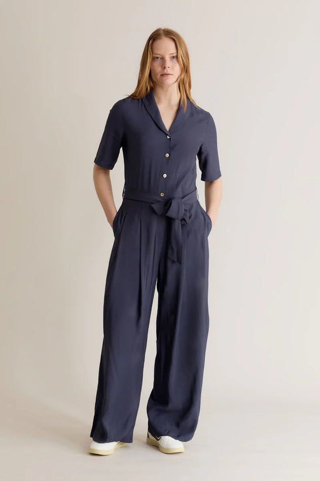 Planet Rayon Jumpsuit Navy Blue