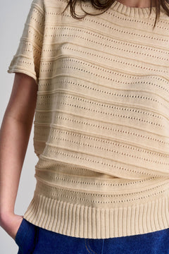 Posey Organic Cotton Knit Tee Cream White