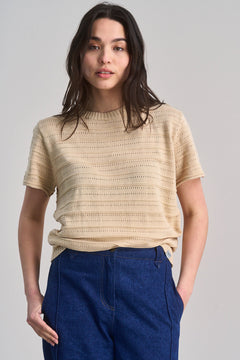 Posey Organic Cotton Knit Tee Cream White