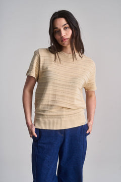 Posey Organic Cotton Knit Tee Cream White