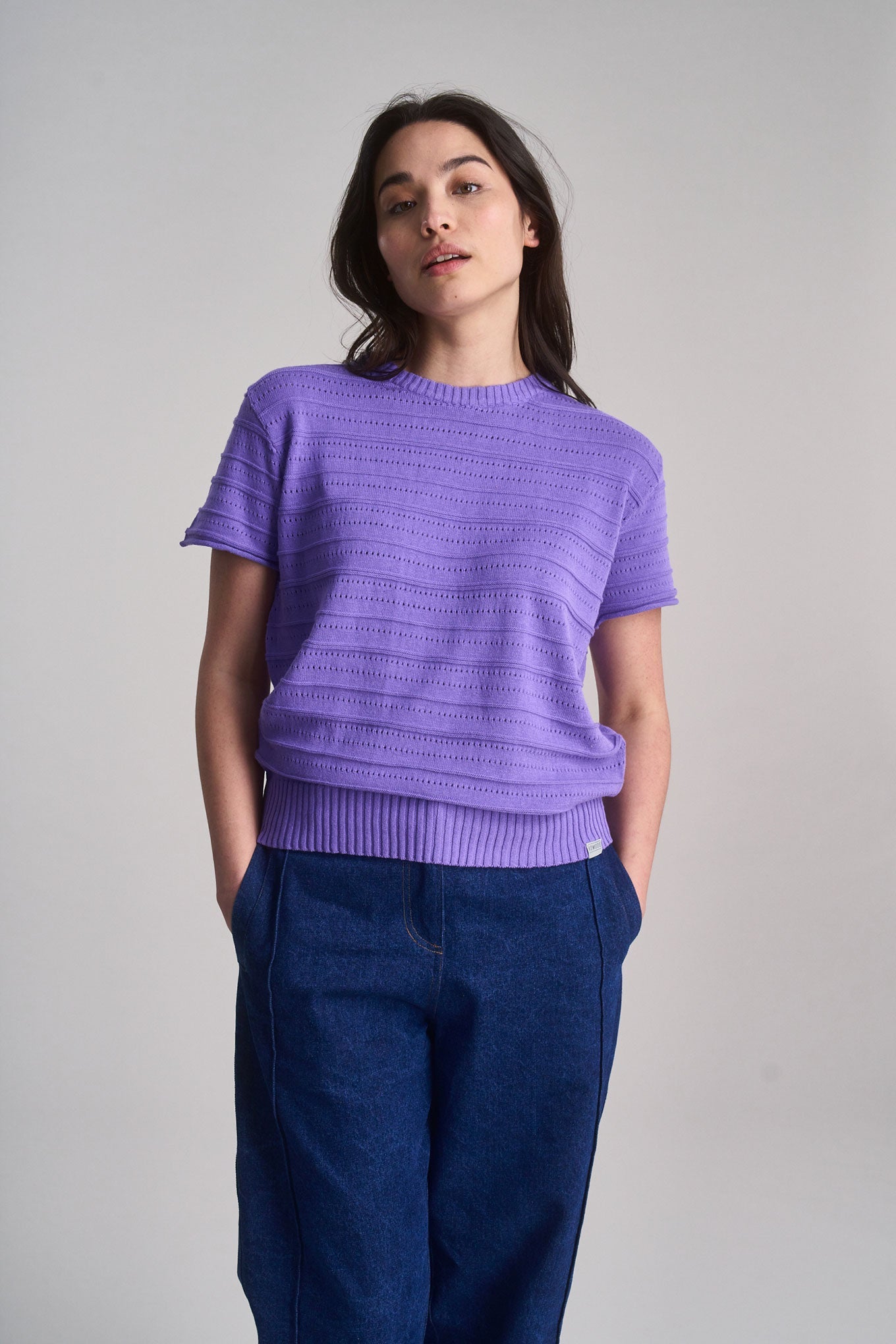 Posey Organic Cotton Knit Tee Lavender