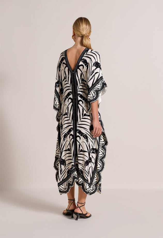 Parrot Oasis Kaftan Dress Vanilla