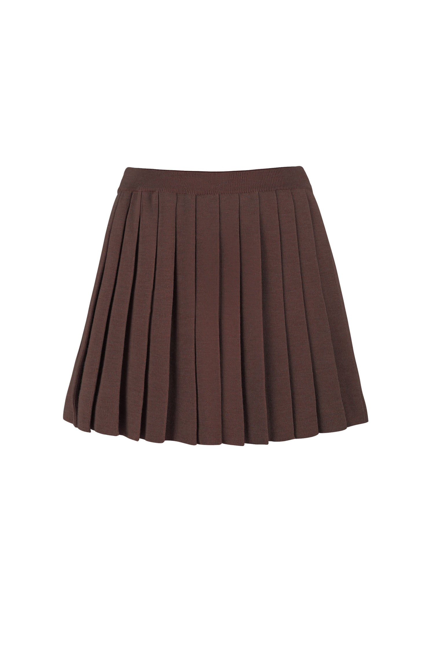 Piccolo Pleated Merino Mini Skirt Chocolate