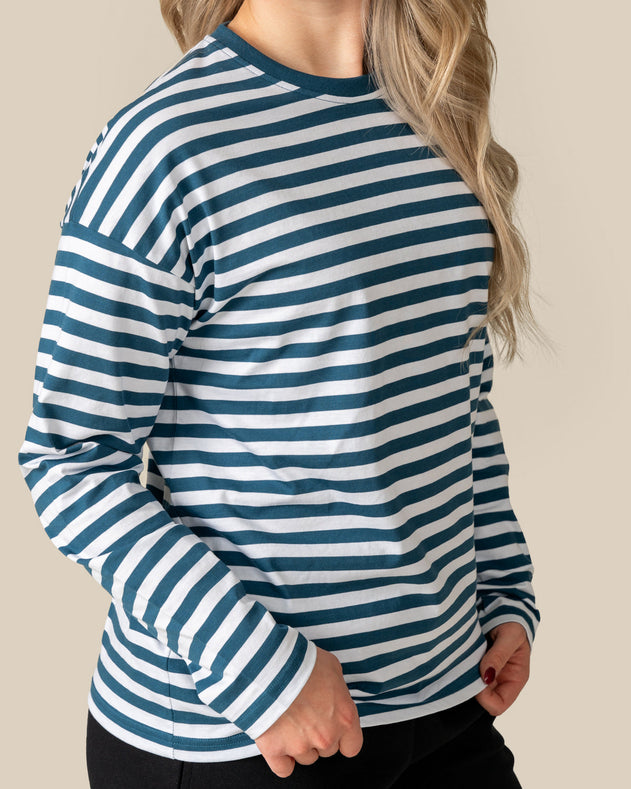 Long Sleeved T-Shirt Petrol Stripes