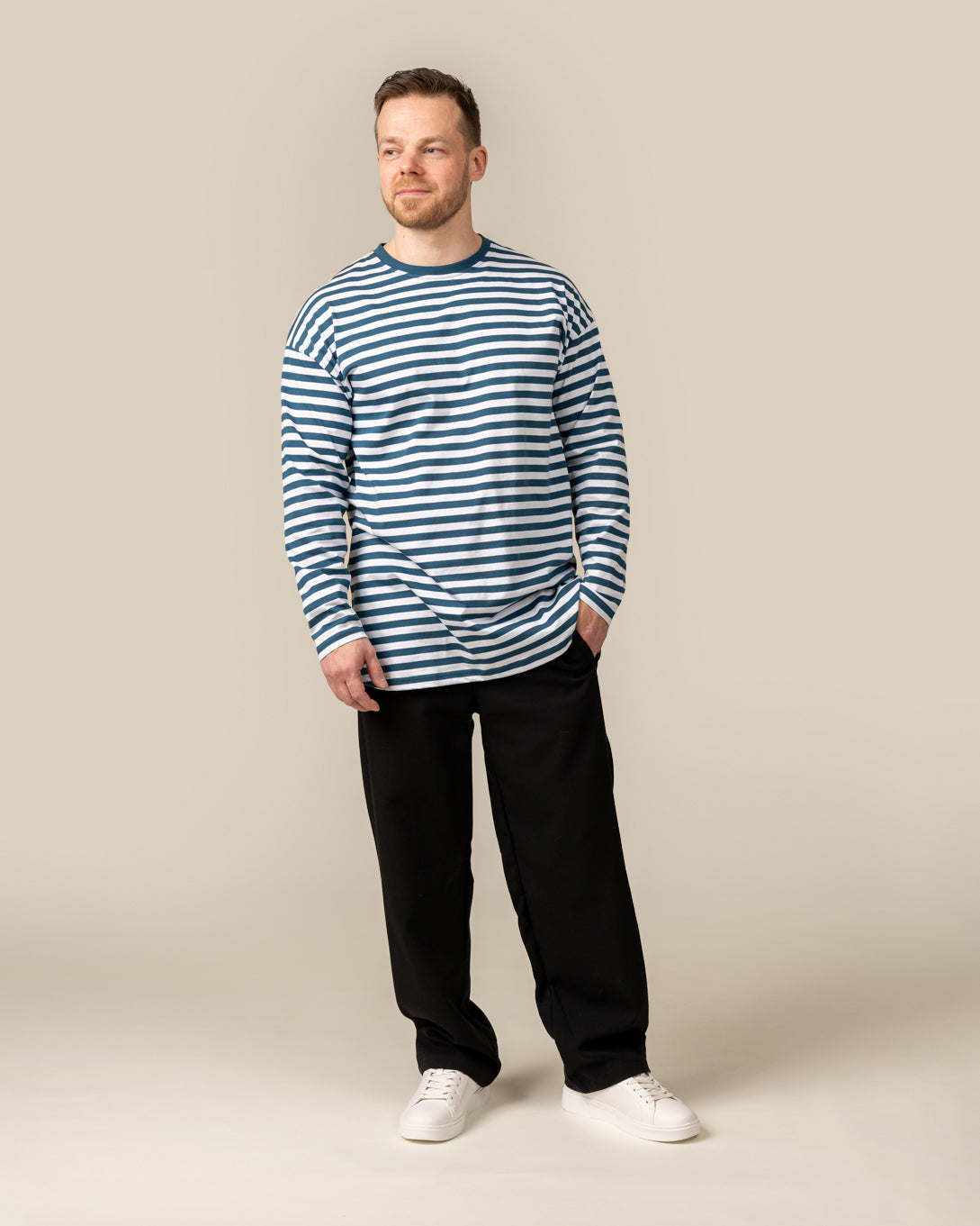 Long Sleeve T-Shirt Petrol Stripe