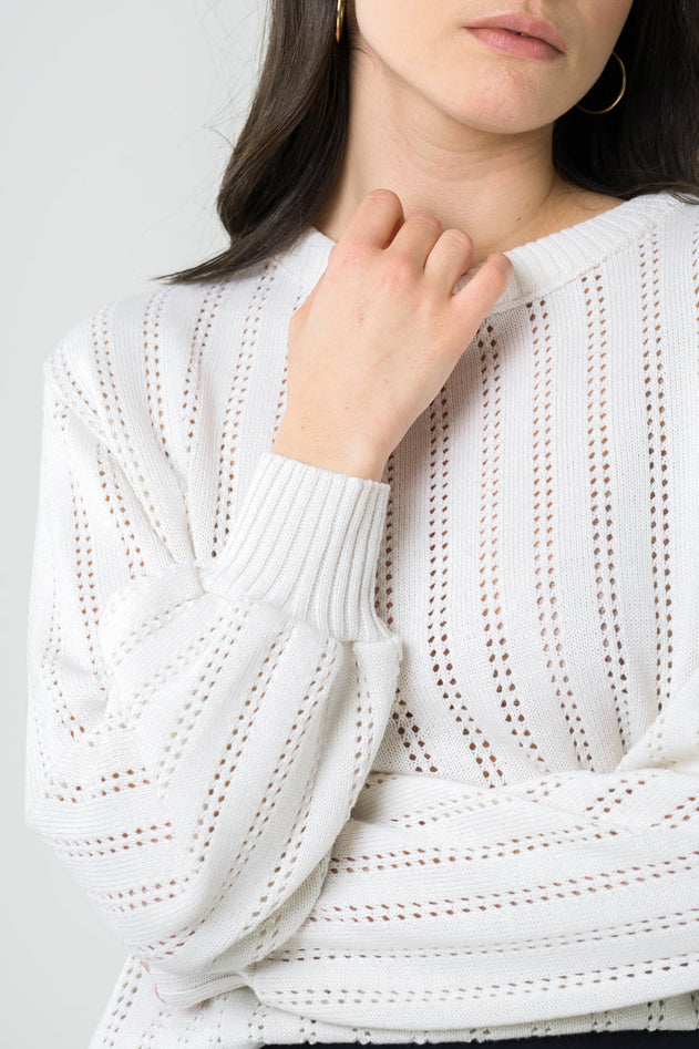 Lamier Knitted Sweater Ecru White