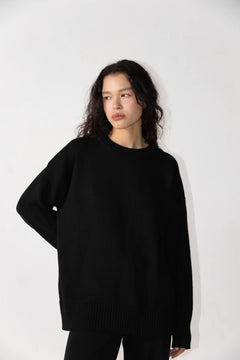 Heavy Merino Crew Black