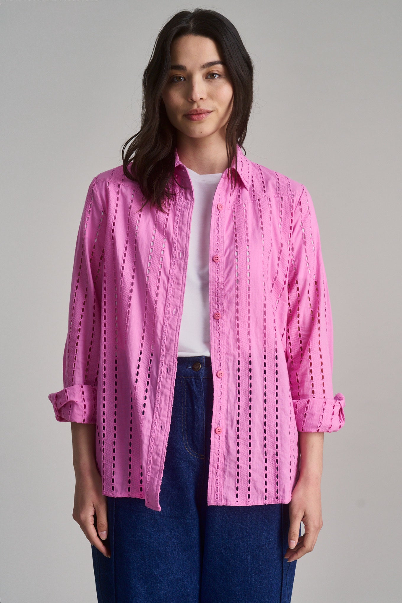 Rio Organic Broderie Anglaise Shirt Pink