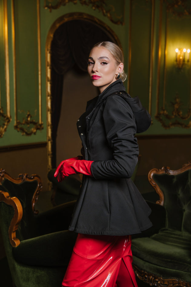 Short Double Breasted Raincoat Evening Blush Black