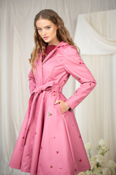 Fit and Flare Raincoat with Full Circle Hem Raspberry Sorbet