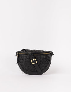 Ray Bumbag Woven Soft Grain Leather Black