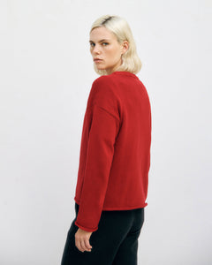 Relaxed Knit Sweatshirt Washed Burgundy