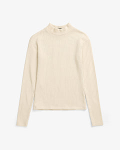 Ribbed Long-Sleeve Mockneck Sand