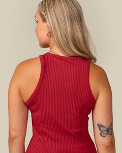 Toive Ribbed Top Red