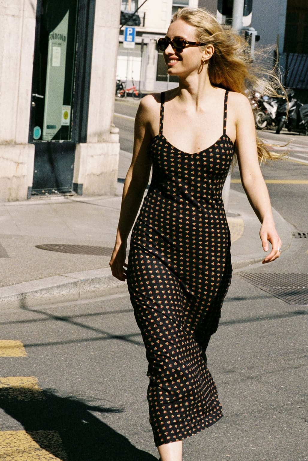 Long Jade Dress Black Floral